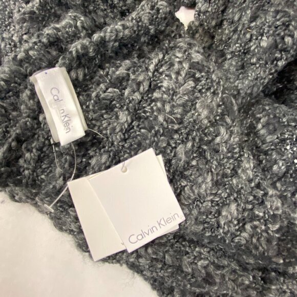 NWT Calvin Klein wool-blend charcoal gray long scarf - Picture 3 of 7